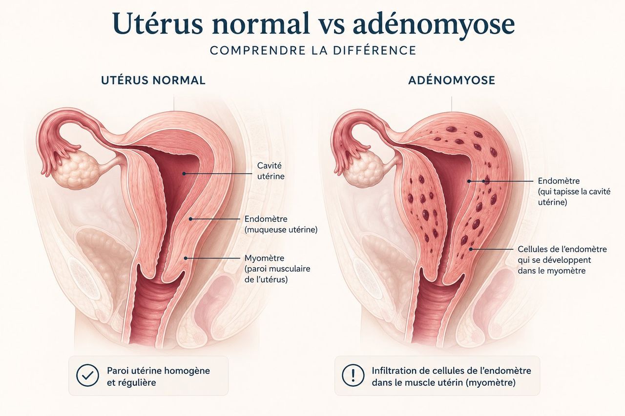 Adénomyose — modèle anatomique de l'utérus adénomyosique