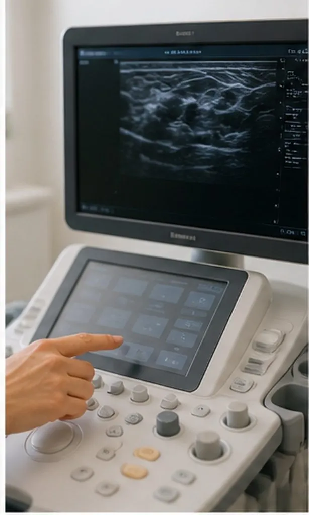 Échographie : nodule bien limité évocateur d’adénofibrome.