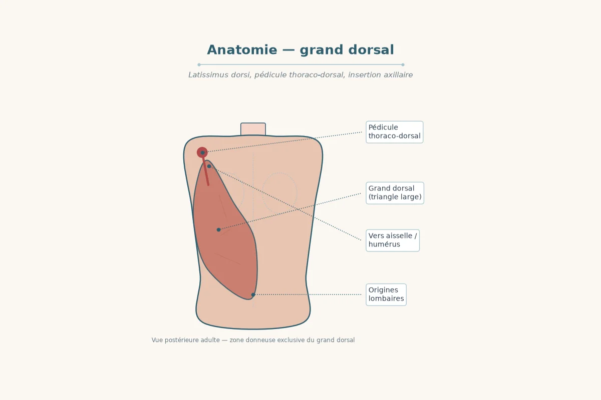 Diagram of the latissimus dorsi muscle and its pedicle