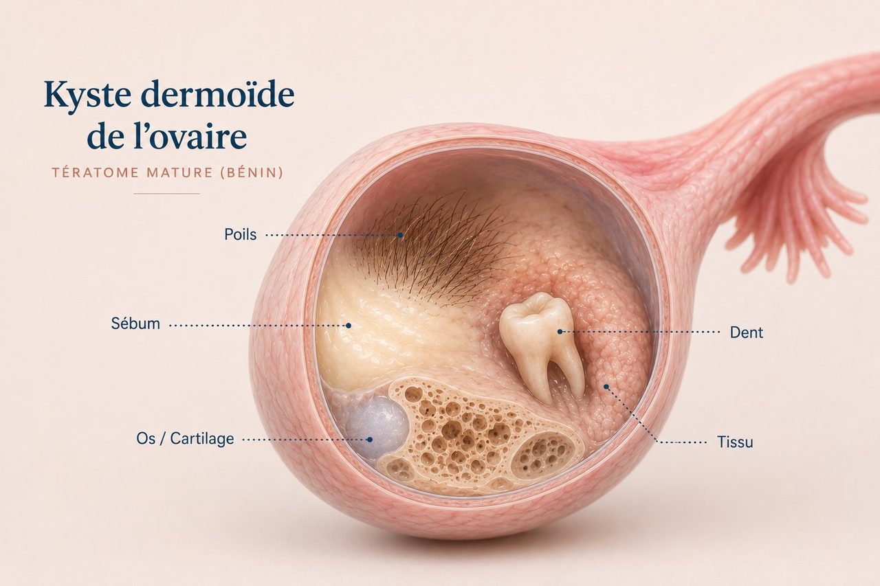 Ovarian dermoid cyst (mature teratoma) — Dr Jérémie Zeitoun