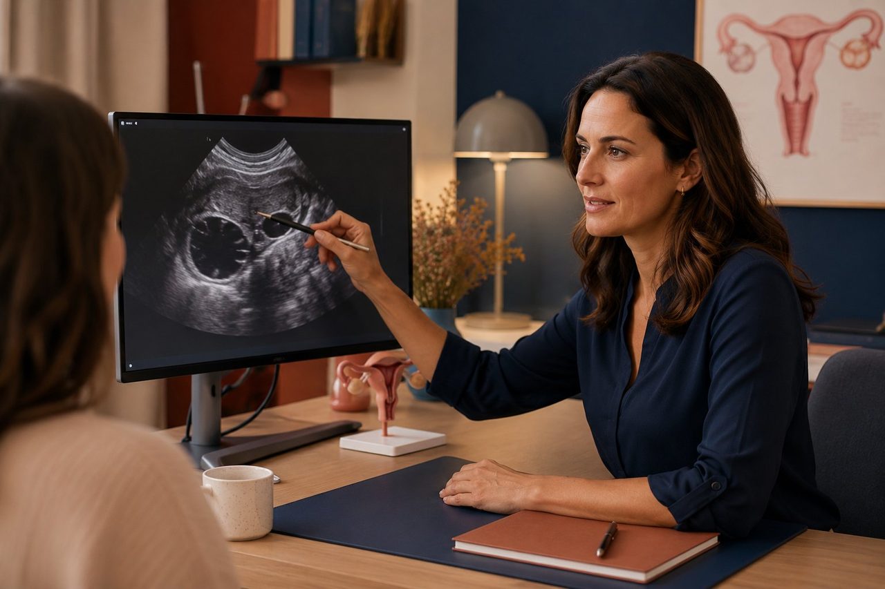 Ovarian cyst — pelvic ultrasound and surgery