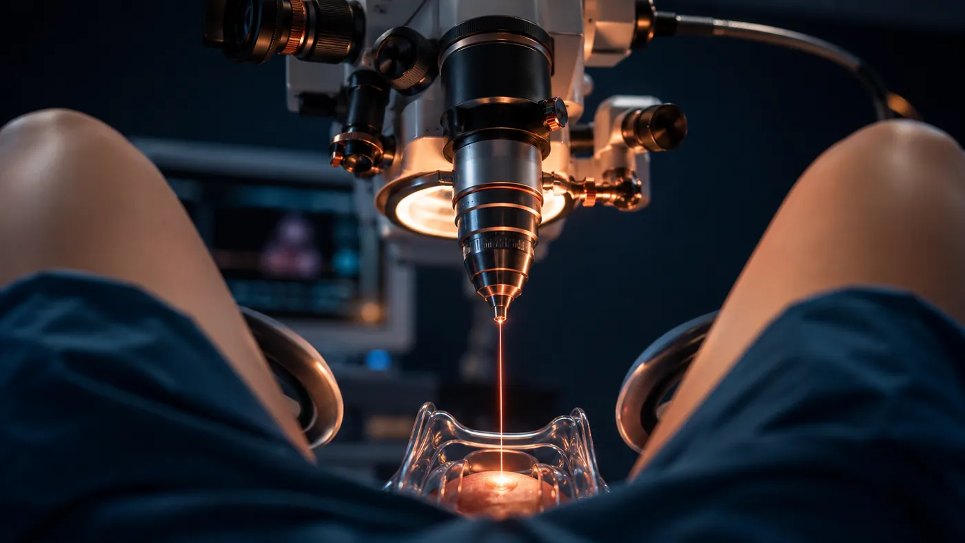 Faisceau laser CO₂ : vaporisation précise et millimétrique de la lésion du col — Dr Jérémie Zeitoun