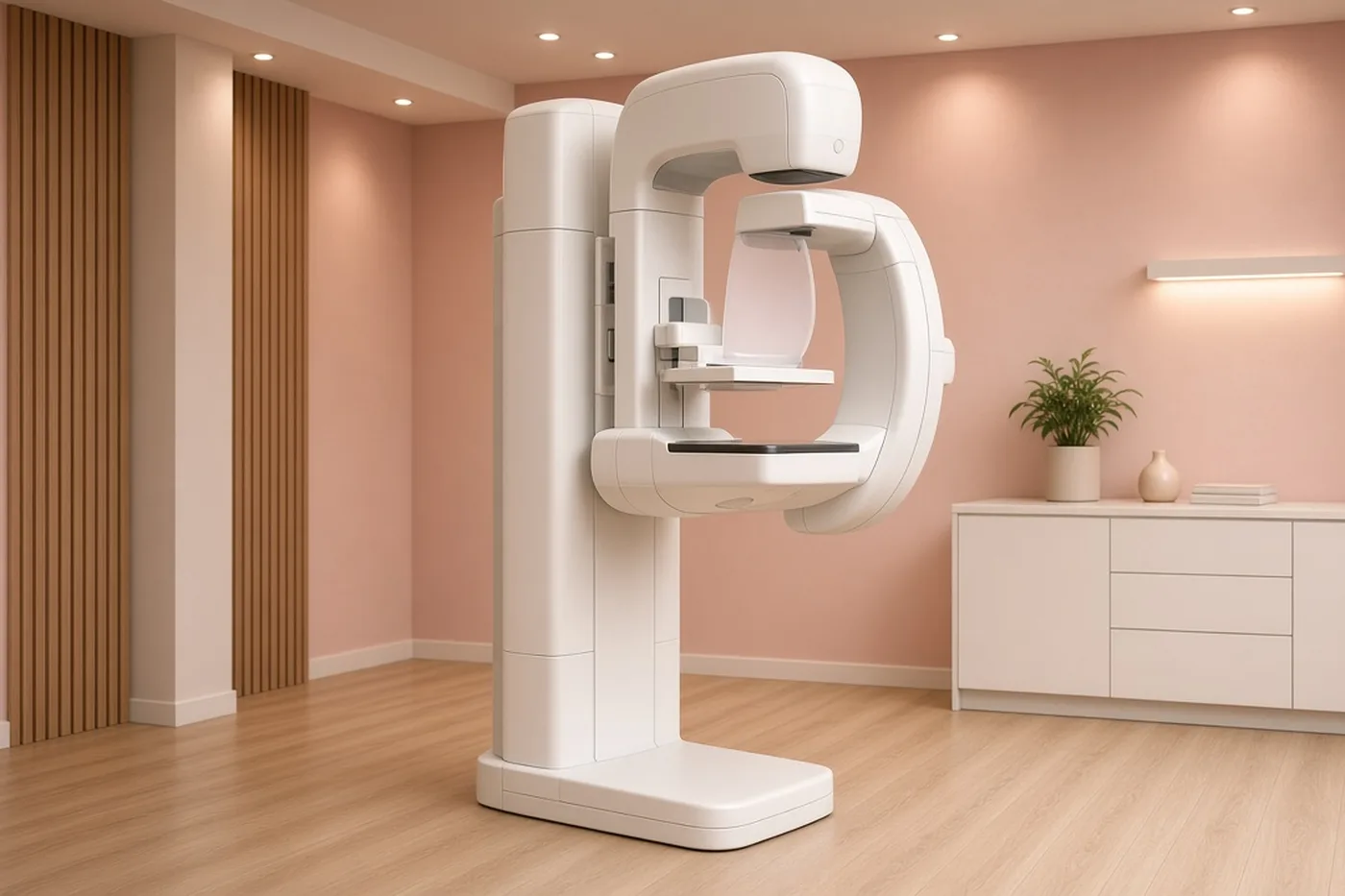 Mammography unit in an empty examination room