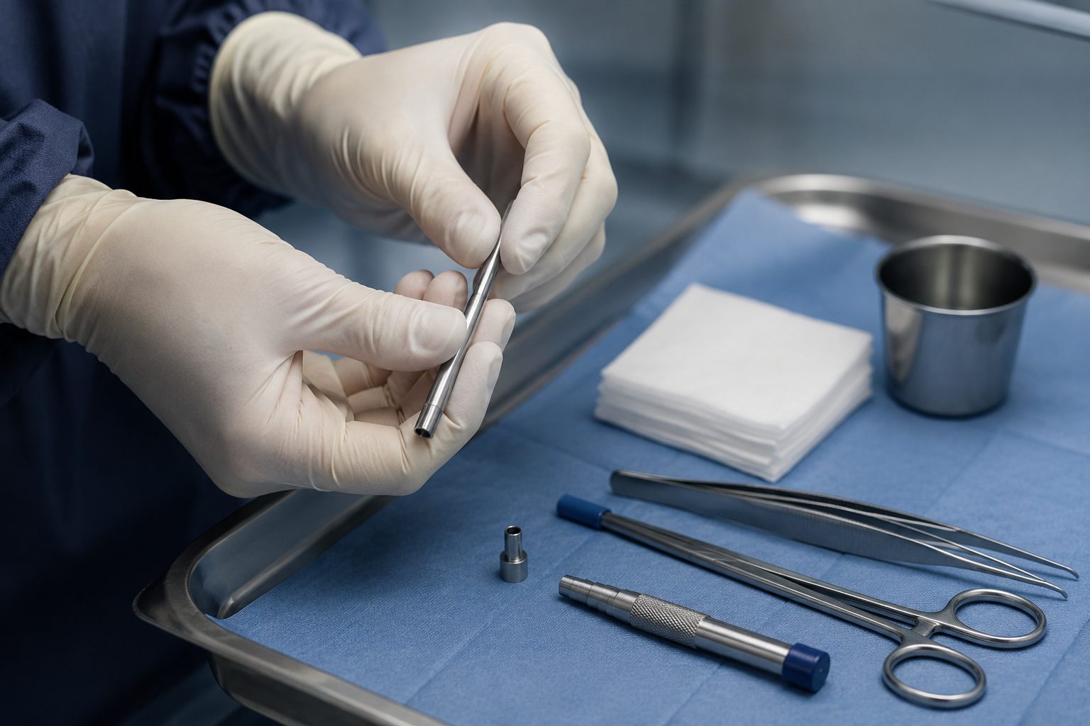 Diagnostic de la maladie de Paget du mamelon : matériel de biopsie cutanée au punch, geste réalisé sous anesthésie locale pour rechercher les cellules de Paget — Dr Jérémie Zeitoun Paris