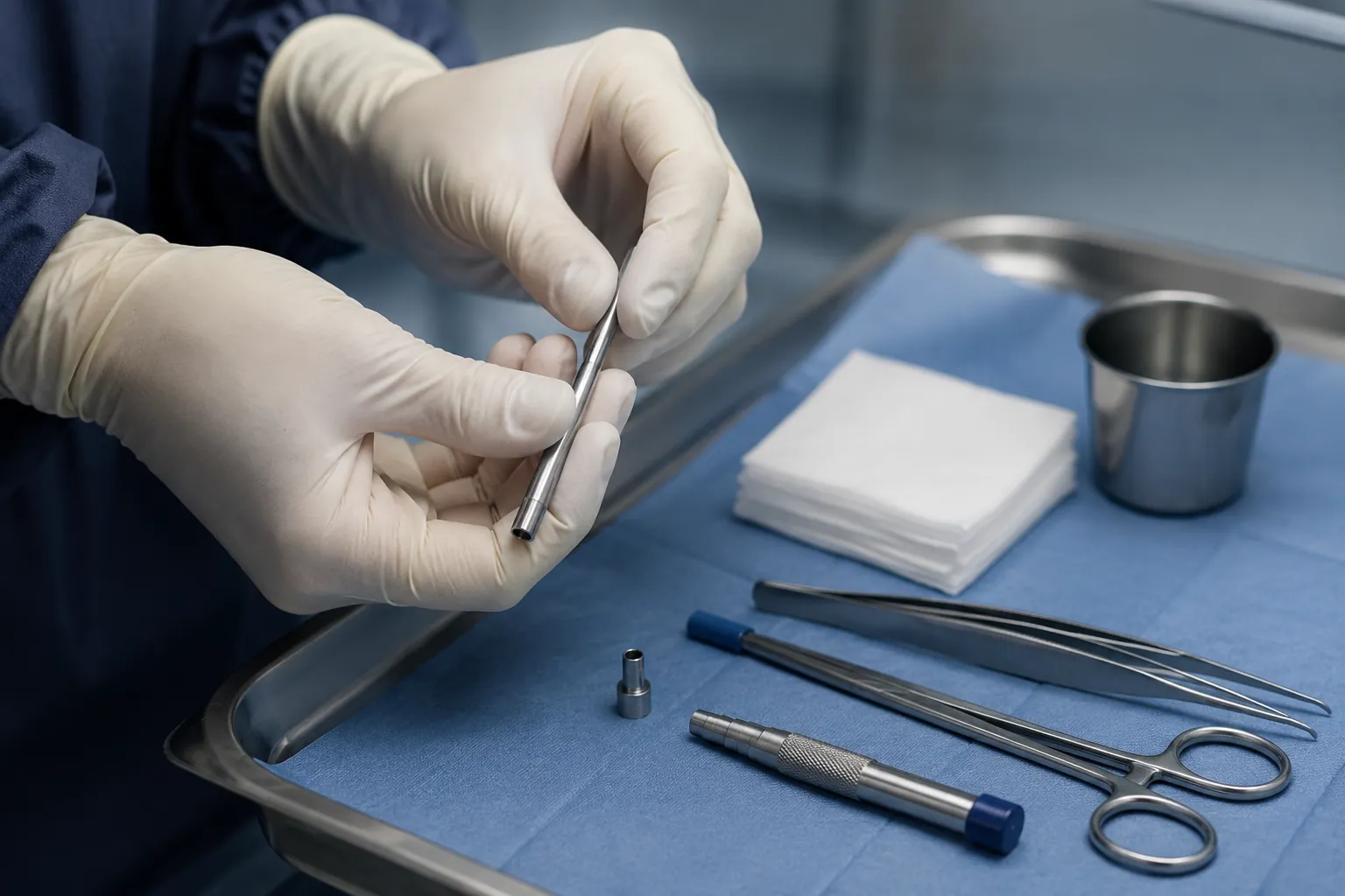 Diagnostic de la maladie de Paget du mamelon : matériel de biopsie cutanée au punch, geste réalisé sous anesthésie locale pour rechercher les cellules de Paget — Dr Jérémie Zeitoun Paris