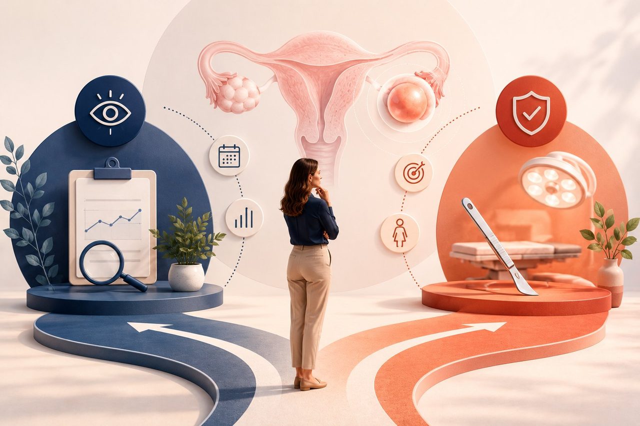 Infographic: ovarian cyst, when to monitor and when to operate — Dr Jérémie Zeitoun